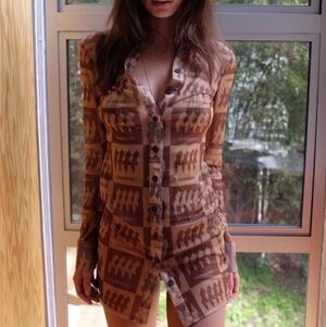 Inamorata Riviera Dress in Brown Check size XS NWT